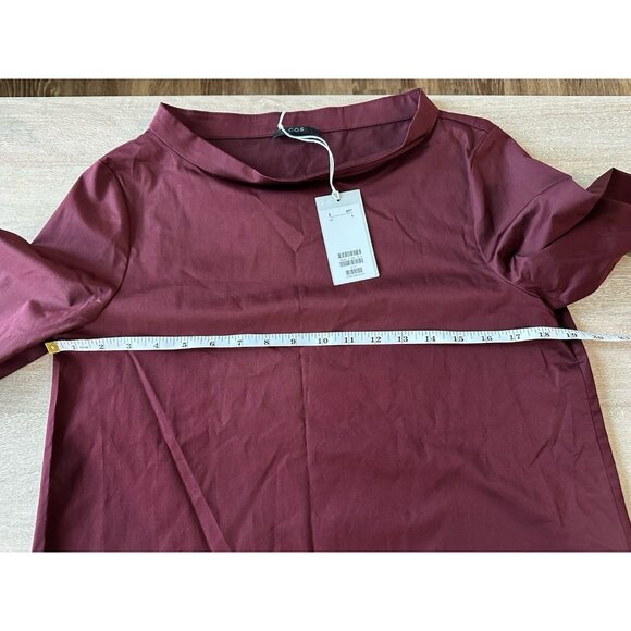 COS NWT Maroon Wine Mockneck Longsleeve Blouse Size 6 - Picture 4 of 6
